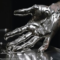 Buy canvas prints of Male human hand made of liquid metal created with generative AI  by Michael Piepgras