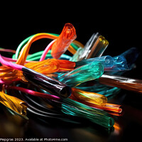 Buy canvas prints of A bundle of brightly coloured fibre optic cables created with ge by Michael Piepgras