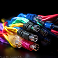 Buy canvas prints of A bundle of brightly coloured fibre optic cables created with ge by Michael Piepgras