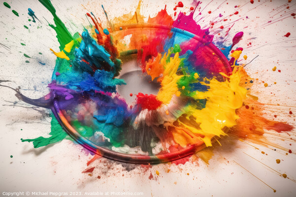 A color Wheel with goethe colors exploding in colorful powder on Picture Board by Michael Piepgras