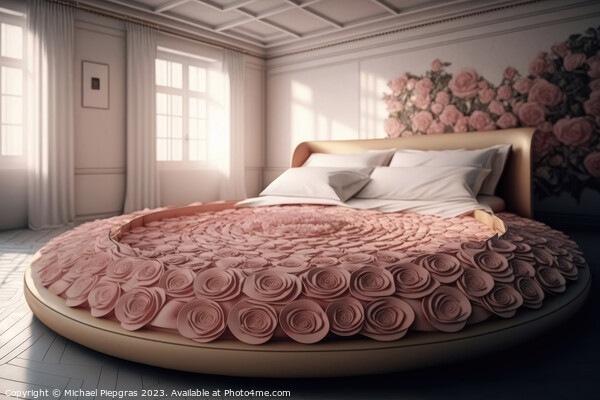 A king size bed made completely of roses created with generative Picture Board by Michael Piepgras