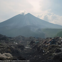 Buy canvas prints of A large volcano and a huge amount of plastic waste on the landsc by Michael Piepgras