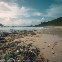 Buy canvas prints of A lot of plastic waste on a tropical dream beach created with ge by Michael Piepgras