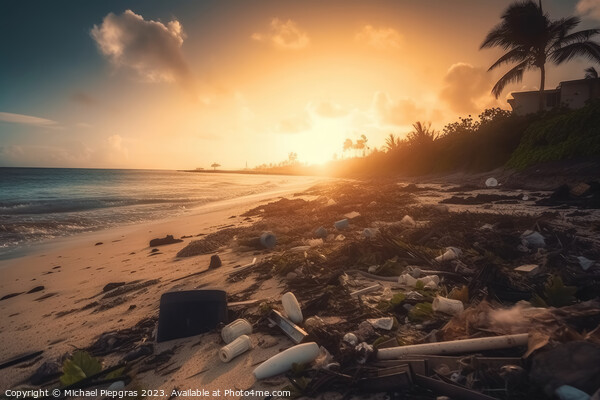 A lot of plastic waste on a tropical dream beach created with ge Picture Board by Michael Piepgras