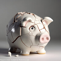 Buy canvas prints of A sad piggy bank with cracks and a plaster indicates insolvency  by Michael Piepgras