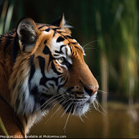Buy canvas prints of A strong tiger in the high grass at a river created with generat by Michael Piepgras