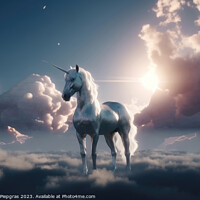 Buy canvas prints of A unicorn in the sky created with generative AI technology. by Michael Piepgras