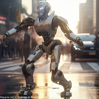 Buy canvas prints of An AI robot dancing in a busy street for some money created with by Michael Piepgras