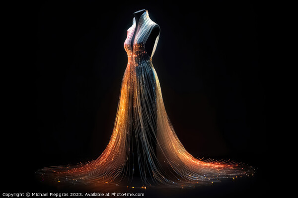 An Elegant Dress Made of Fibre Optic Cables on a Mannequin creat Picture Board by Michael Piepgras