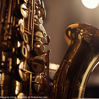 Buy canvas prints of Close-up of a saxophone with reflections and a soft bokeh of lig by Michael Piepgras