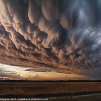 Buy canvas prints of Dramatic asperatus clouds in the sky created with generative AI  by Michael Piepgras