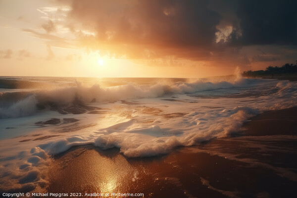Dream beach at sunset in a tropical paradise created with genera Picture Board by Michael Piepgras