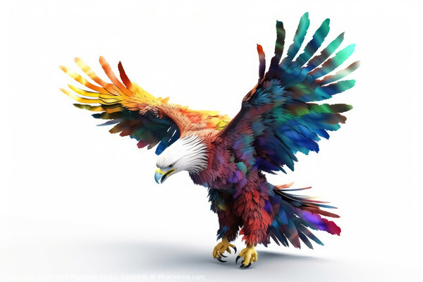 Flying eagle colorful on white background created with generativ Picture Board by Michael Piepgras