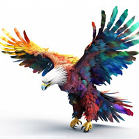 Buy canvas prints of Flying eagle colorful on white background created with generativ by Michael Piepgras