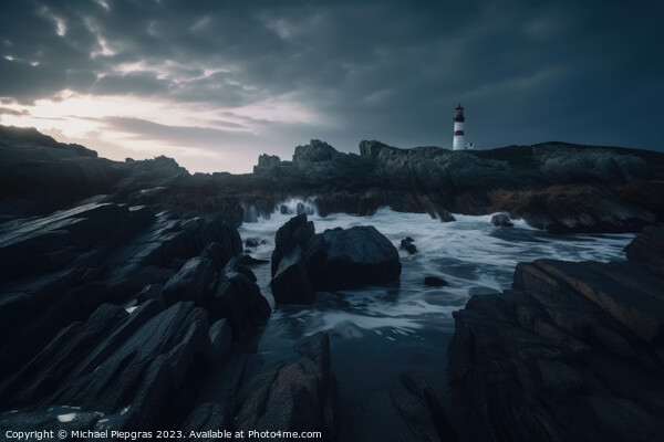 Long exposure of a rocky coast with a lighthouse on it created w Picture Board by Michael Piepgras