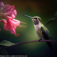 Buy canvas prints of Portrait of a Green Hummingbird on a Flower created with generat by Michael Piepgras