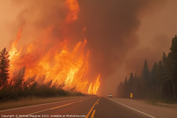 A devastating forest fire as seen from the road created with gen Picture Board by Michael Piepgras