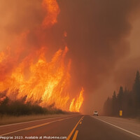 Buy canvas prints of A devastating forest fire as seen from the road created with gen by Michael Piepgras