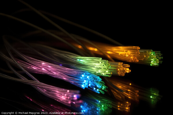 Some fibre optic cables glowing at the end in different colors a Picture Board by Michael Piepgras