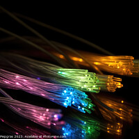 Buy canvas prints of Some fibre optic cables glowing at the end in different colors a by Michael Piepgras