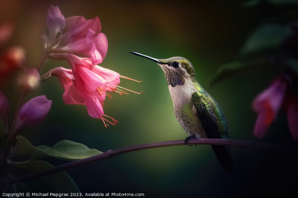 Portrait of a Green Hummingbird on a Flower created with generat Picture Board by Michael Piepgras