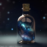 Buy canvas prints of The universe in a glass bottle created with generative AI techno by Michael Piepgras