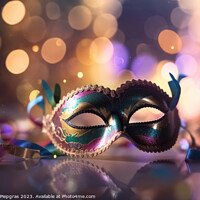 Buy canvas prints of Venetian carnival mask with shiny lights and a defocused bokeh c by Michael Piepgras