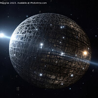 Buy canvas prints of Dyson Sphere in space spans a star created with generative AI te by Michael Piepgras