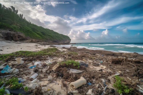 A lot of plastic waste on a tropical dream beach created with ge Picture Board by Michael Piepgras