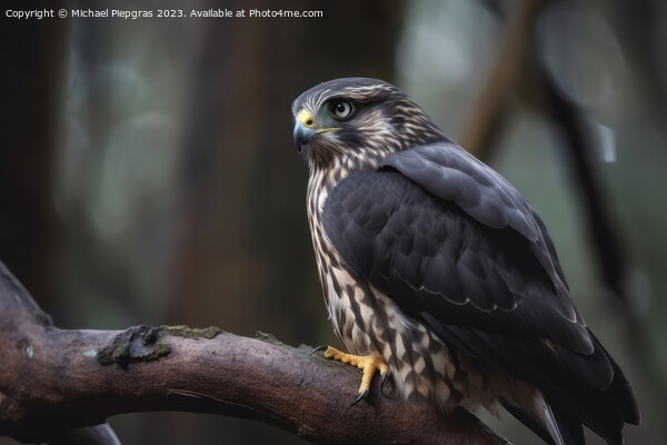 A merlin bird of prey on a branch in close up created with gener Picture Board by Michael Piepgras