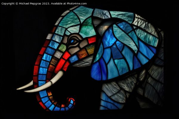 An elephant made of stained glas on a dark background created wi Picture Board by Michael Piepgras