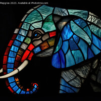Buy canvas prints of An elephant made of stained glas on a dark background created wi by Michael Piepgras