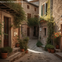 Buy canvas prints of An old street in an idyllic Italian village created with generat by Michael Piepgras