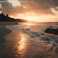 Buy canvas prints of Dream beach at sunset in a tropical paradise created with genera by Michael Piepgras