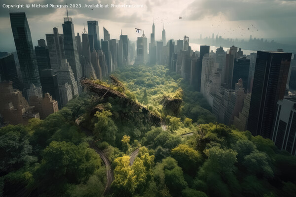 Nature reconquers a big city created with generative AI technolo Picture Board by Michael Piepgras