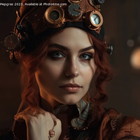 Buy canvas prints of A beautiful portrait of a young woman in a steampunk outfit crea by Michael Piepgras