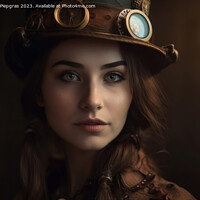 Buy canvas prints of A beautiful portrait of a young woman in a steampunk outfit crea by Michael Piepgras
