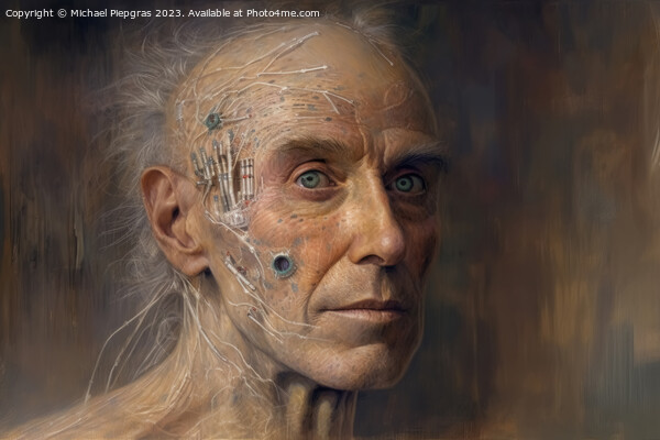 A male human 500 years in the future created with generative AI  Picture Board by Michael Piepgras