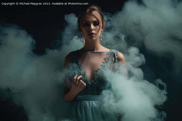 Gorgeous woman with an elegant dress and some smoke created with Picture Board by Michael Piepgras