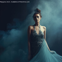 Buy canvas prints of Gorgeous woman with an elegant dress and some smoke created with by Michael Piepgras