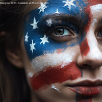 Buy canvas prints of Independence day celebration close up of woman face painted with by Michael Piepgras