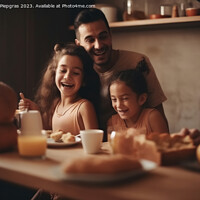 Buy canvas prints of A happy family meeting in the kitchen for breakfast created with by Michael Piepgras