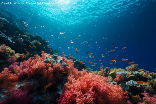 A beautiful colourful reef under water with many colourful fishe Picture Board by Michael Piepgras