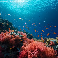 Buy canvas prints of A beautiful colourful reef under water with many colourful fishe by Michael Piepgras