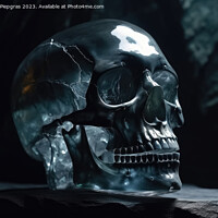 Buy canvas prints of A crystal skull in a dark cave created with generative AI techno by Michael Piepgras