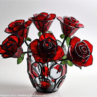 Buy canvas prints of A larger bouquet of red roses made of stained glas on a white su by Michael Piepgras