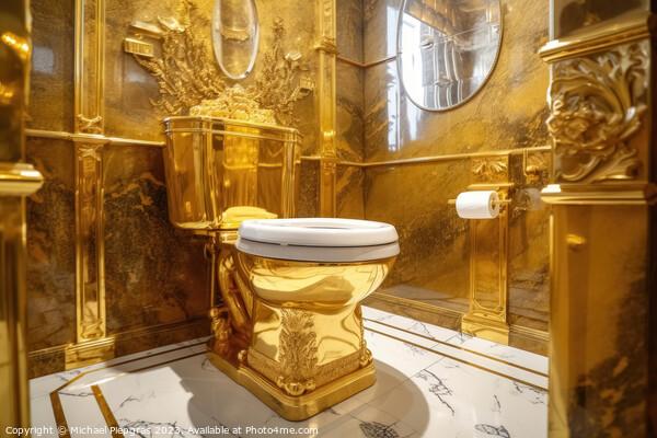 A luxurious toilet made of pure gold created with generative AI  Picture Board by Michael Piepgras
