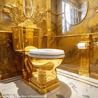 Buy canvas prints of A luxurious toilet made of pure gold created with generative AI  by Michael Piepgras