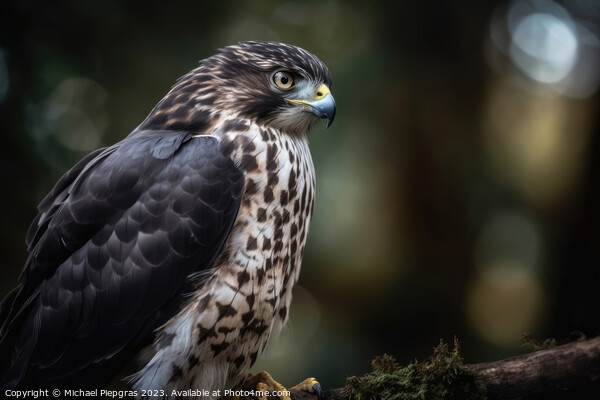 A merlin bird of prey on a branch in close up created with gener Picture Board by Michael Piepgras