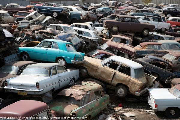 A pile of cars created with generative AI technology. Picture Board by Michael Piepgras